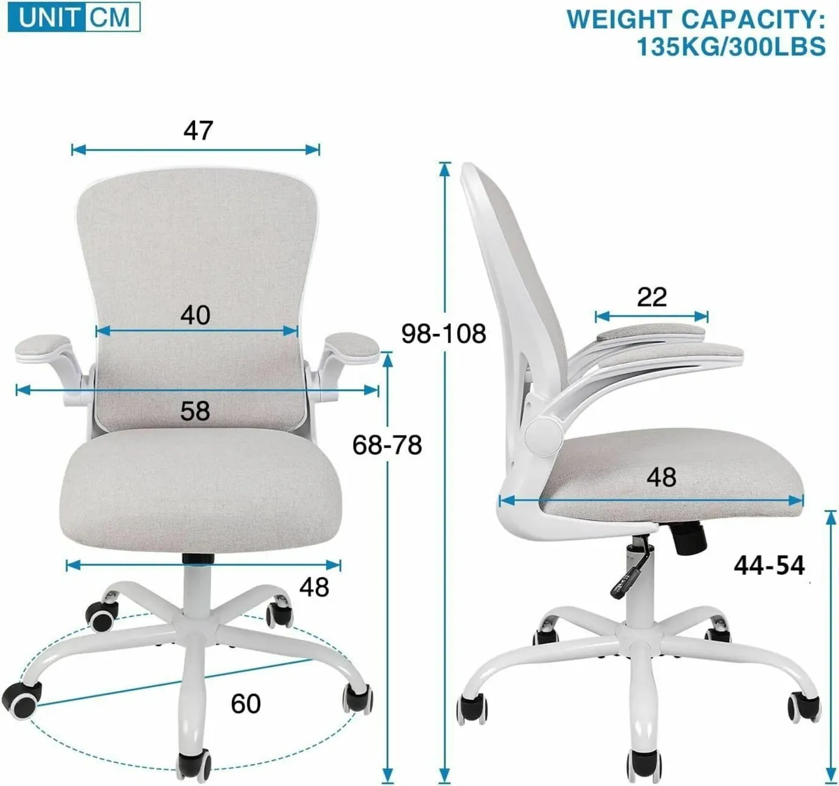 Home Office Desk Chair Ergonomic Computer with - Image 3