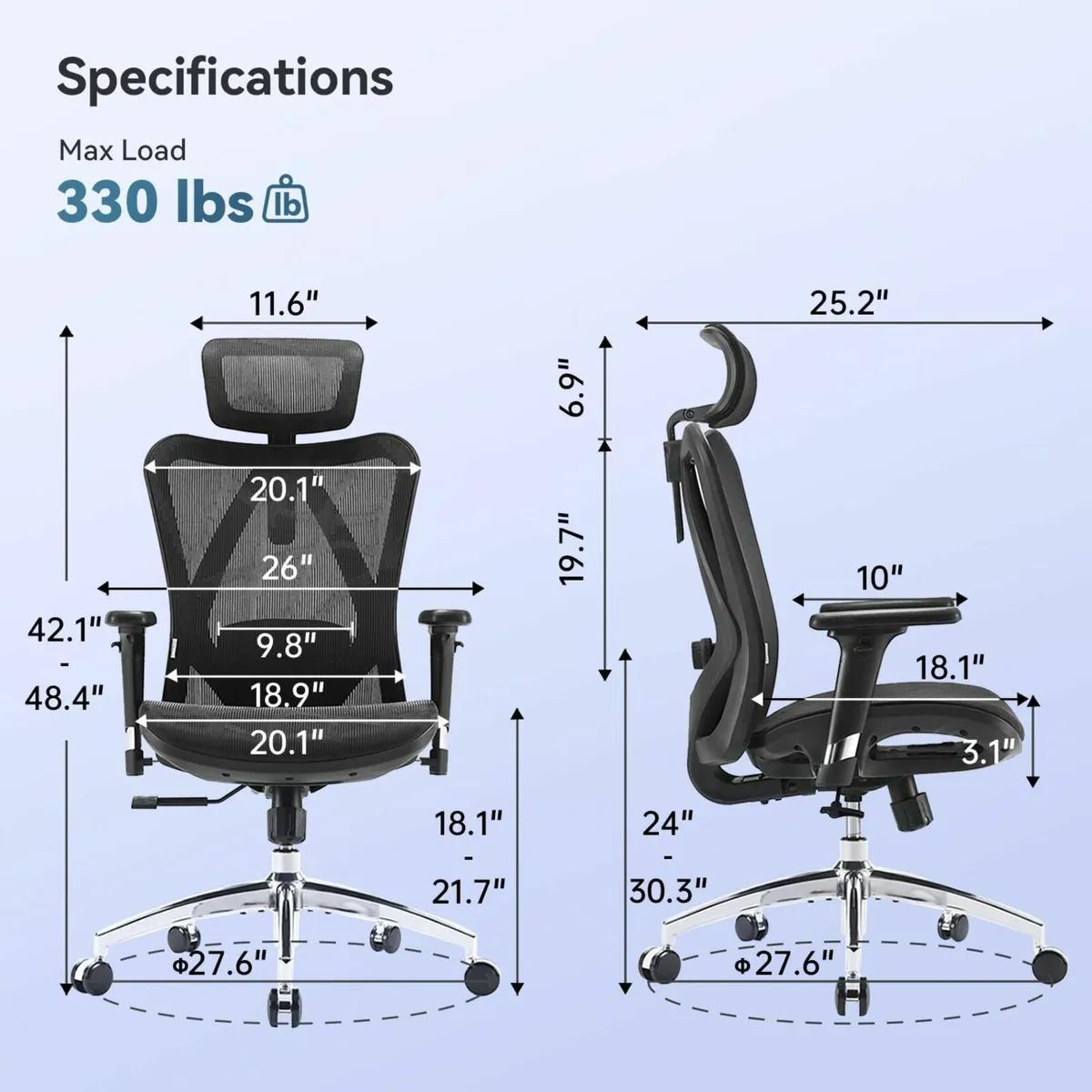 Ergonomic Office Chair Mesh Desk with Adjustable - Image 3