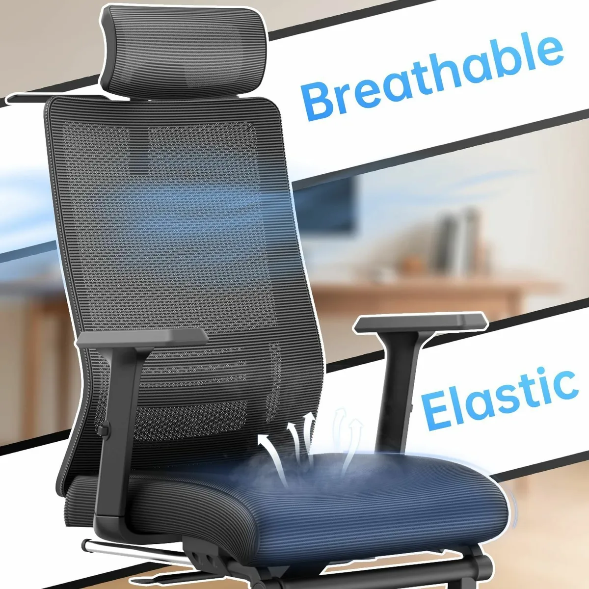 Ergonomic Office Chair Adjustable Lumbar Headrest - Image 4