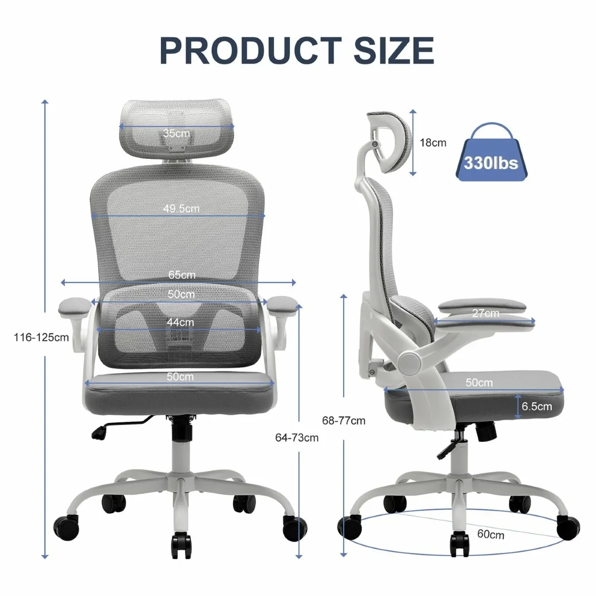 Ergonomic Office Chair with 3D Armrests Adjustable - Image 2