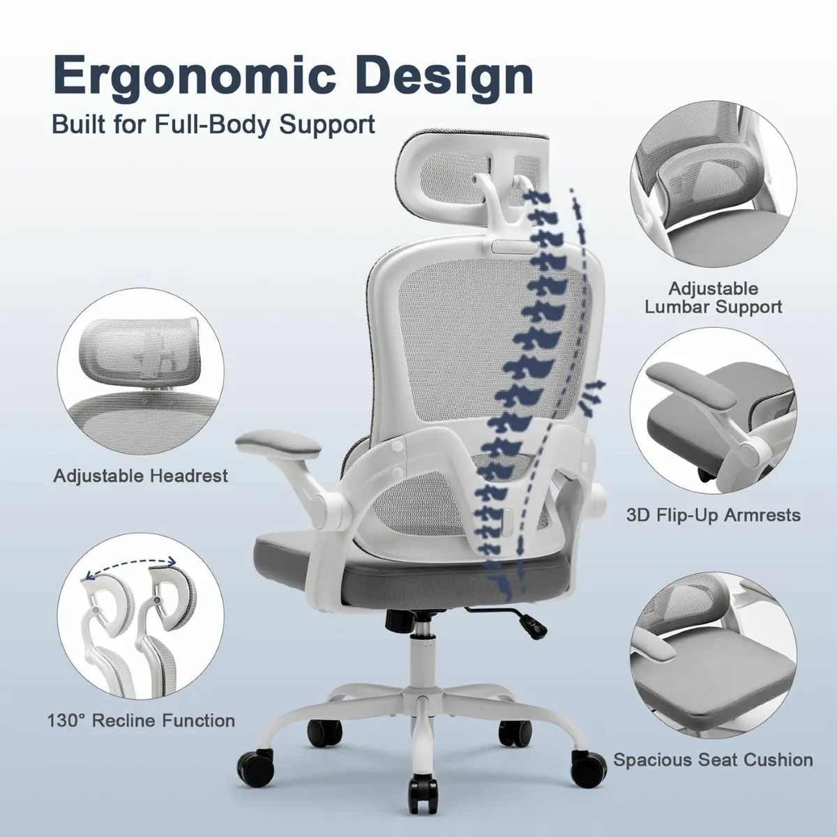 Ergonomic Office Chair with 3D Armrests Adjustable - Image 3