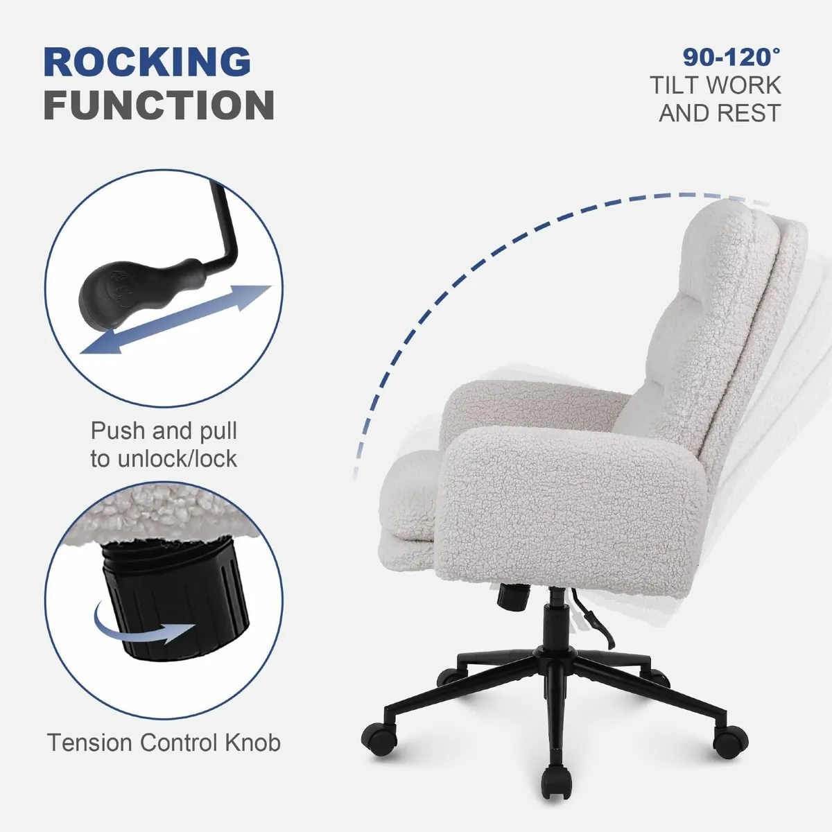 Desk Chair Faux Cashmere Office with High - Image 4