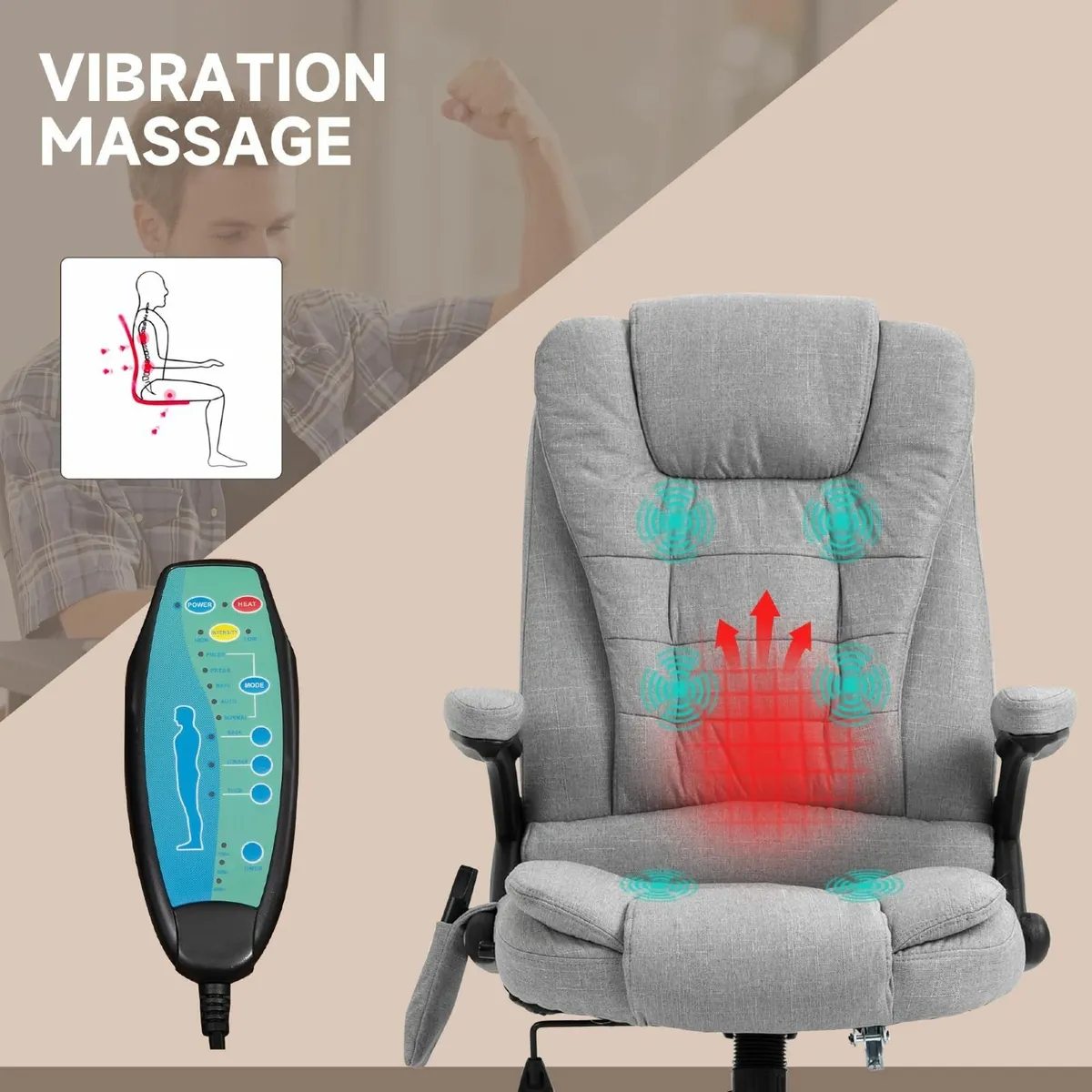 Office Chair Ergonomic Desk with 6-Point Massage - Image 4