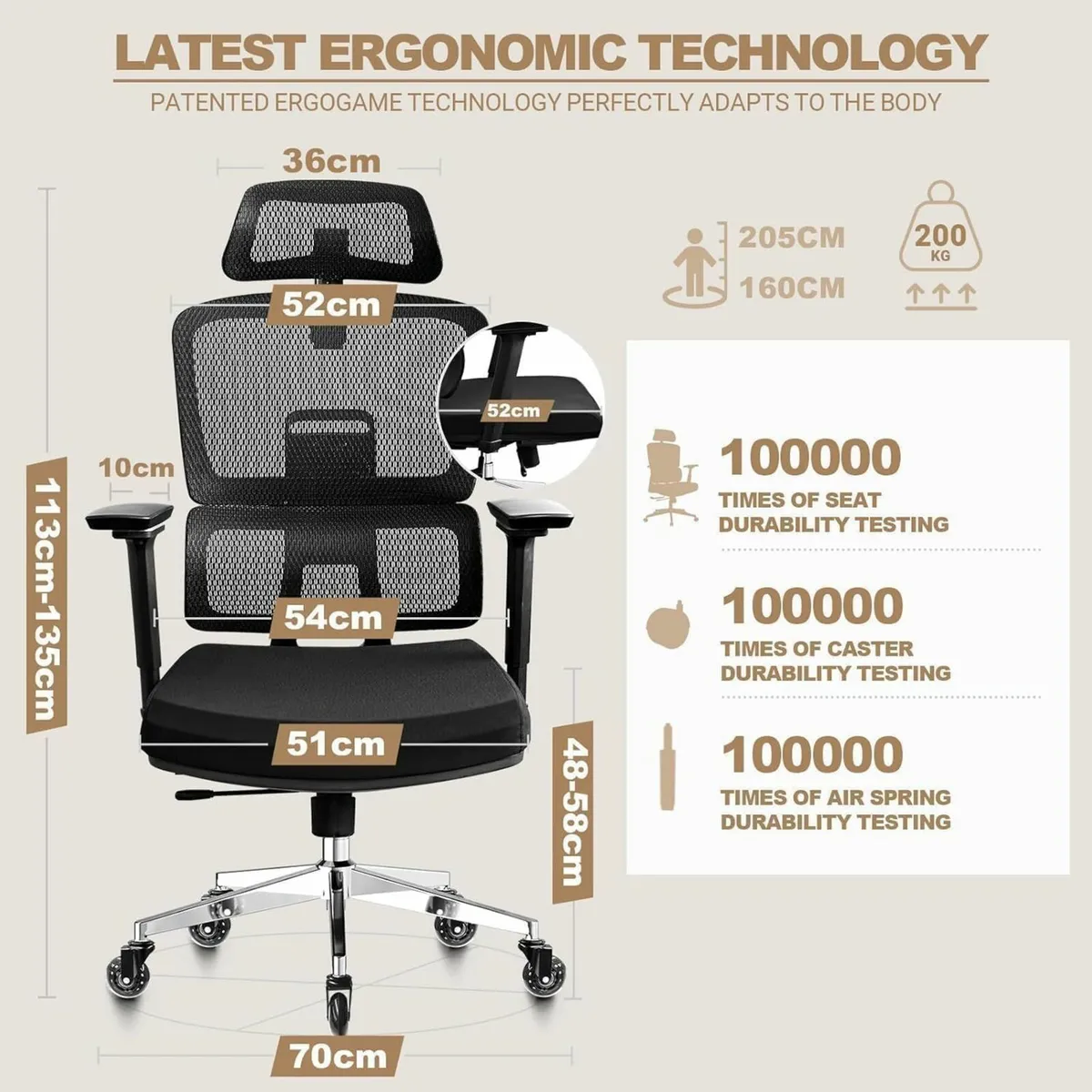 Ergonomic Office Chair – 6-Position Backrest Seat - Image 2