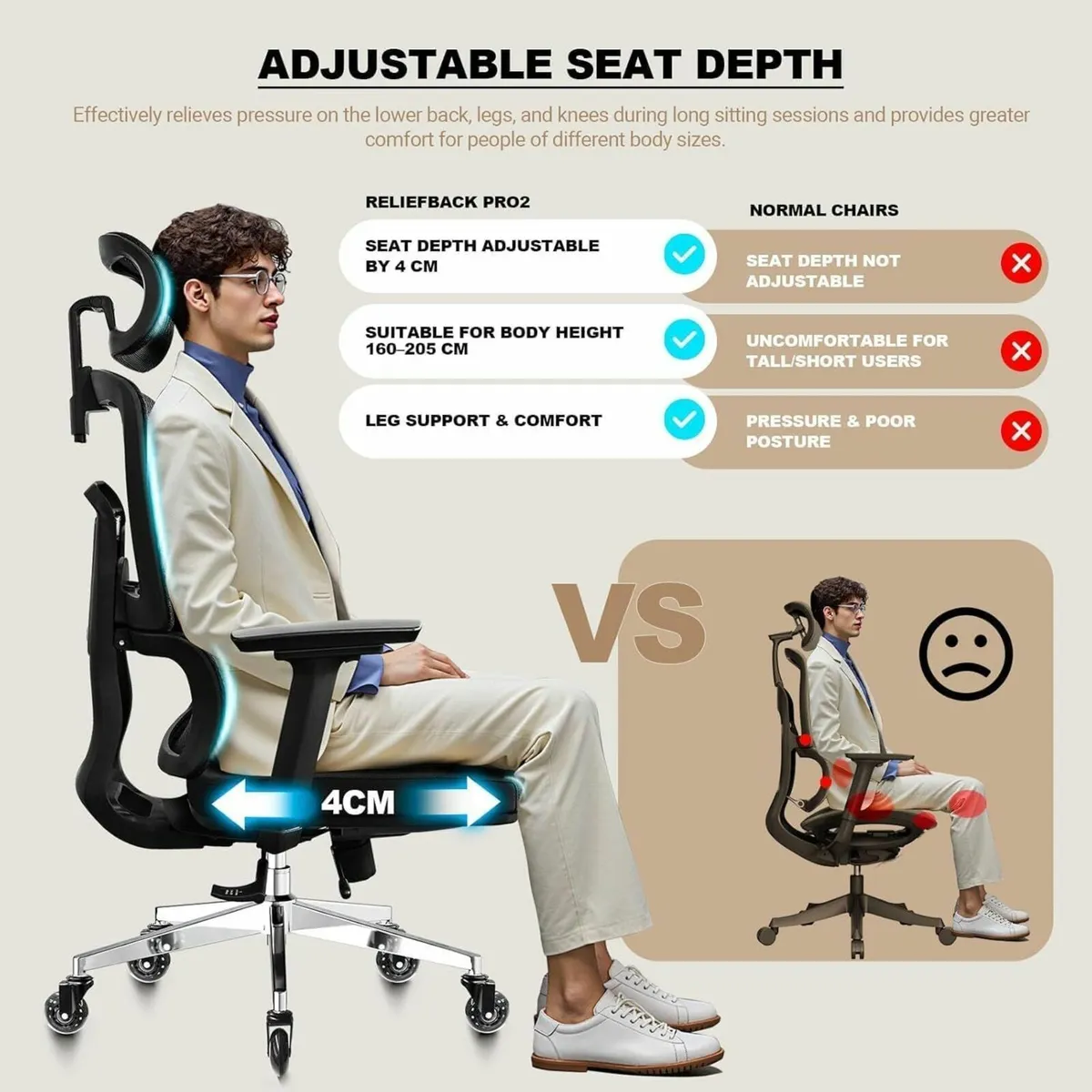 Ergonomic Office Chair – 6-Position Backrest Seat - Image 4