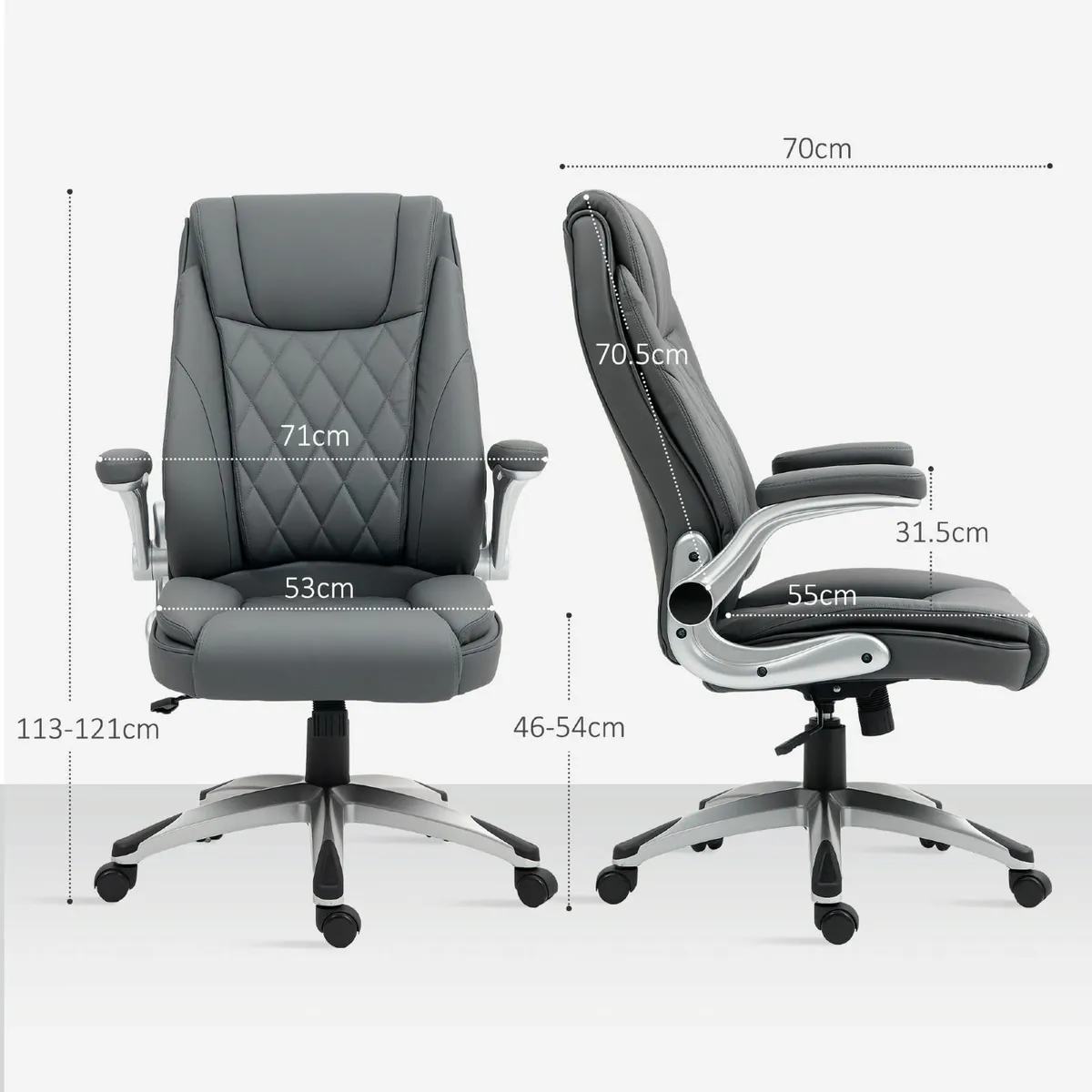 Executive Office Chair with Arms PU Leather - Image 3