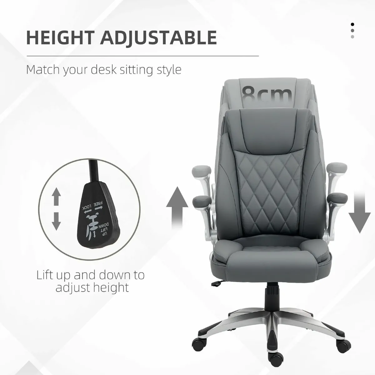 Executive Office Chair with Arms PU Leather - Image 4