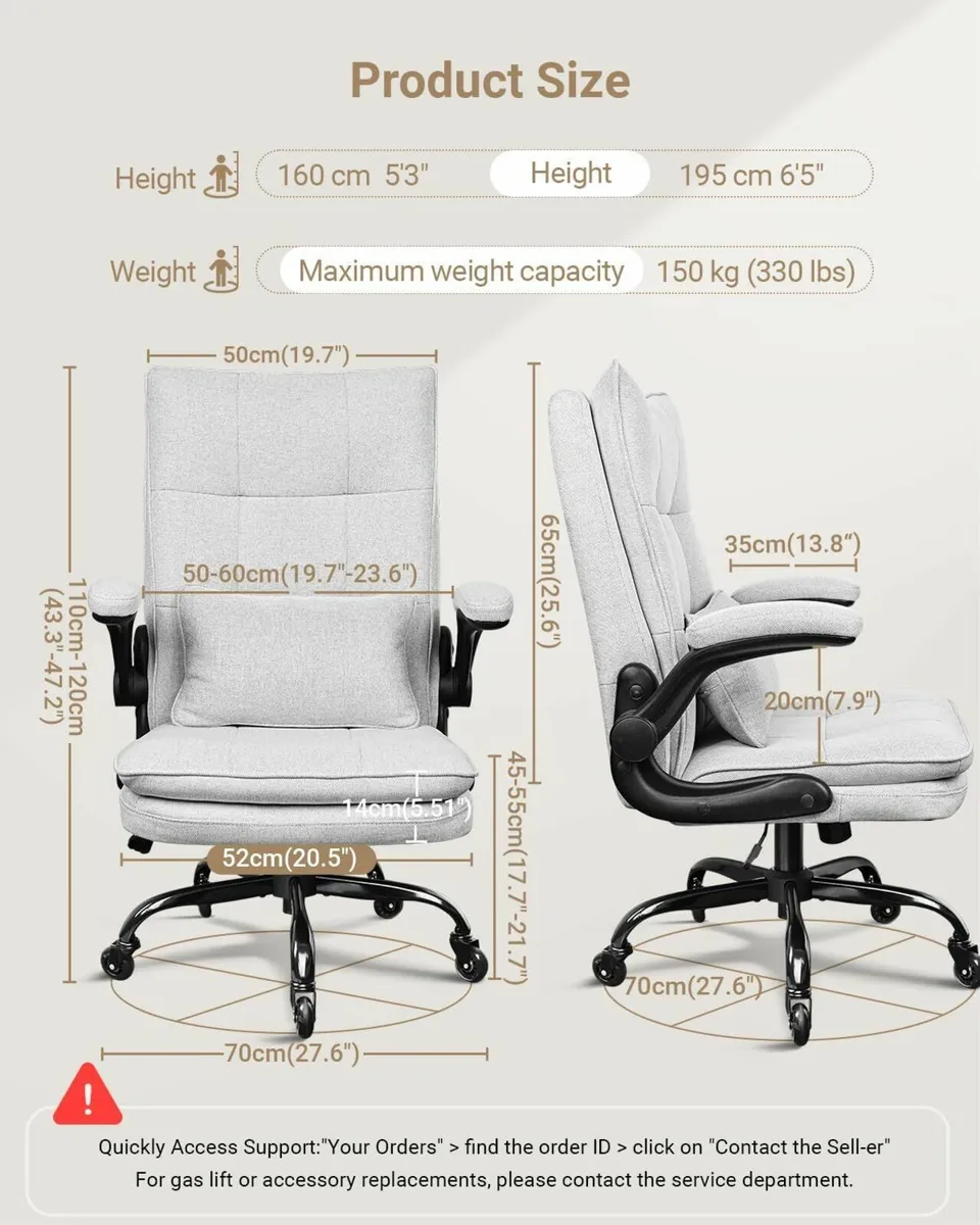 Ergonomic Executive Office Chair with Flip-up - Image 2
