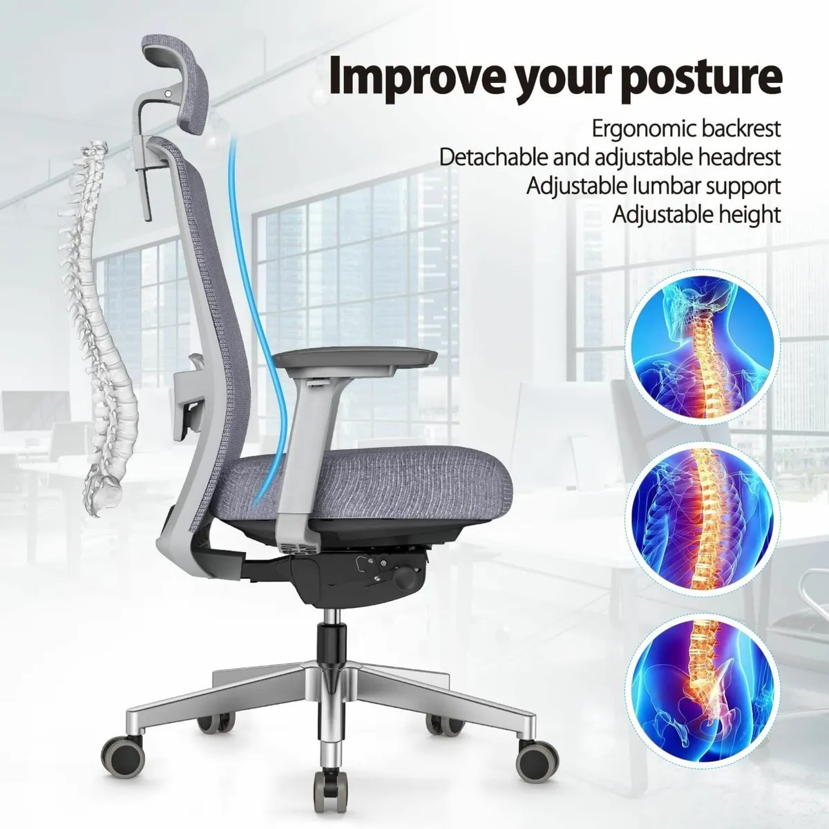 Ergonomic Home Office Chair With 4-Way Adjustment - Image 4