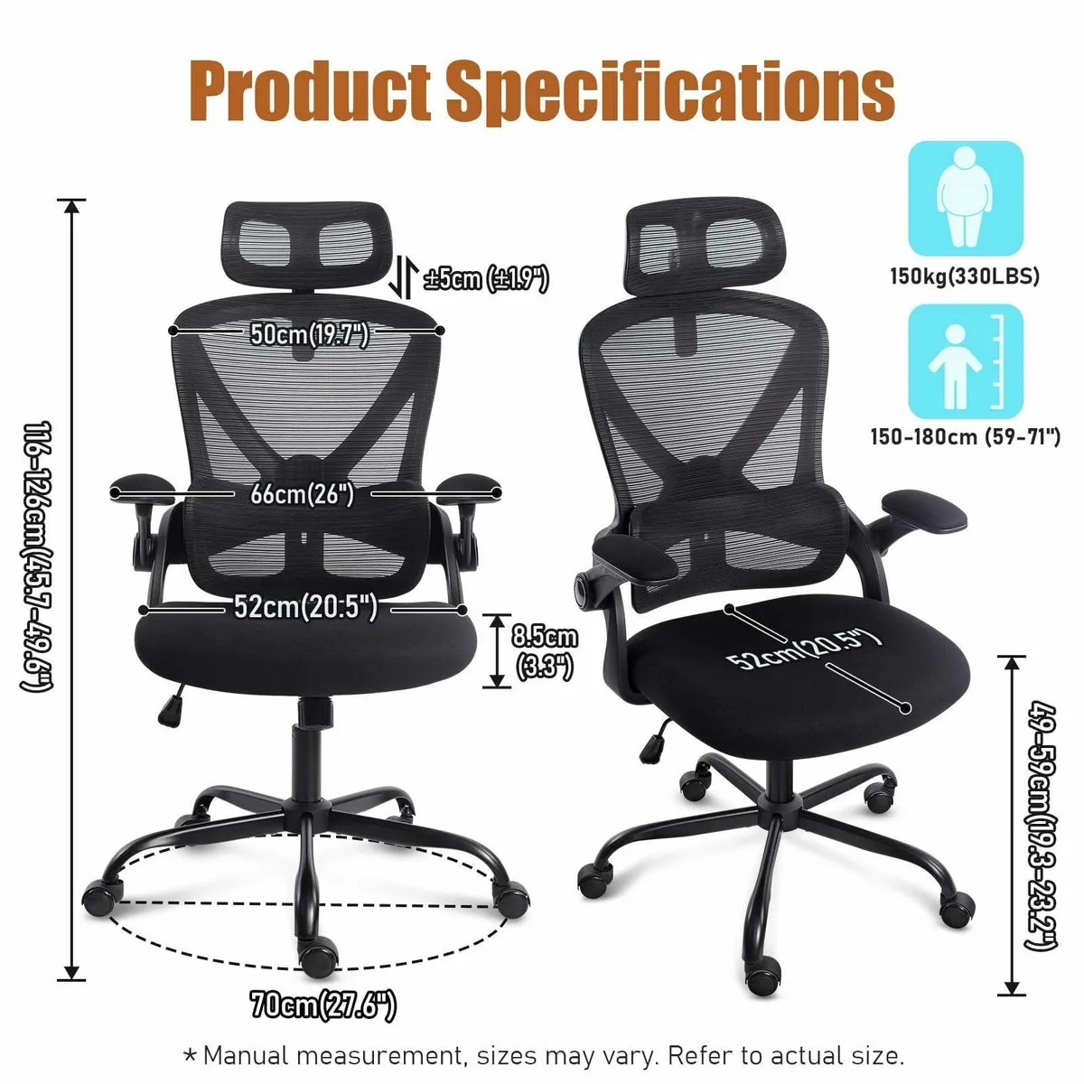 Ergonomic Office Chair Thick-Padded Flip-Up - Image 3