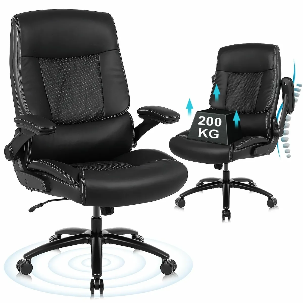 Executive Office Chair Desk with Flip-up Armrests - Image 1