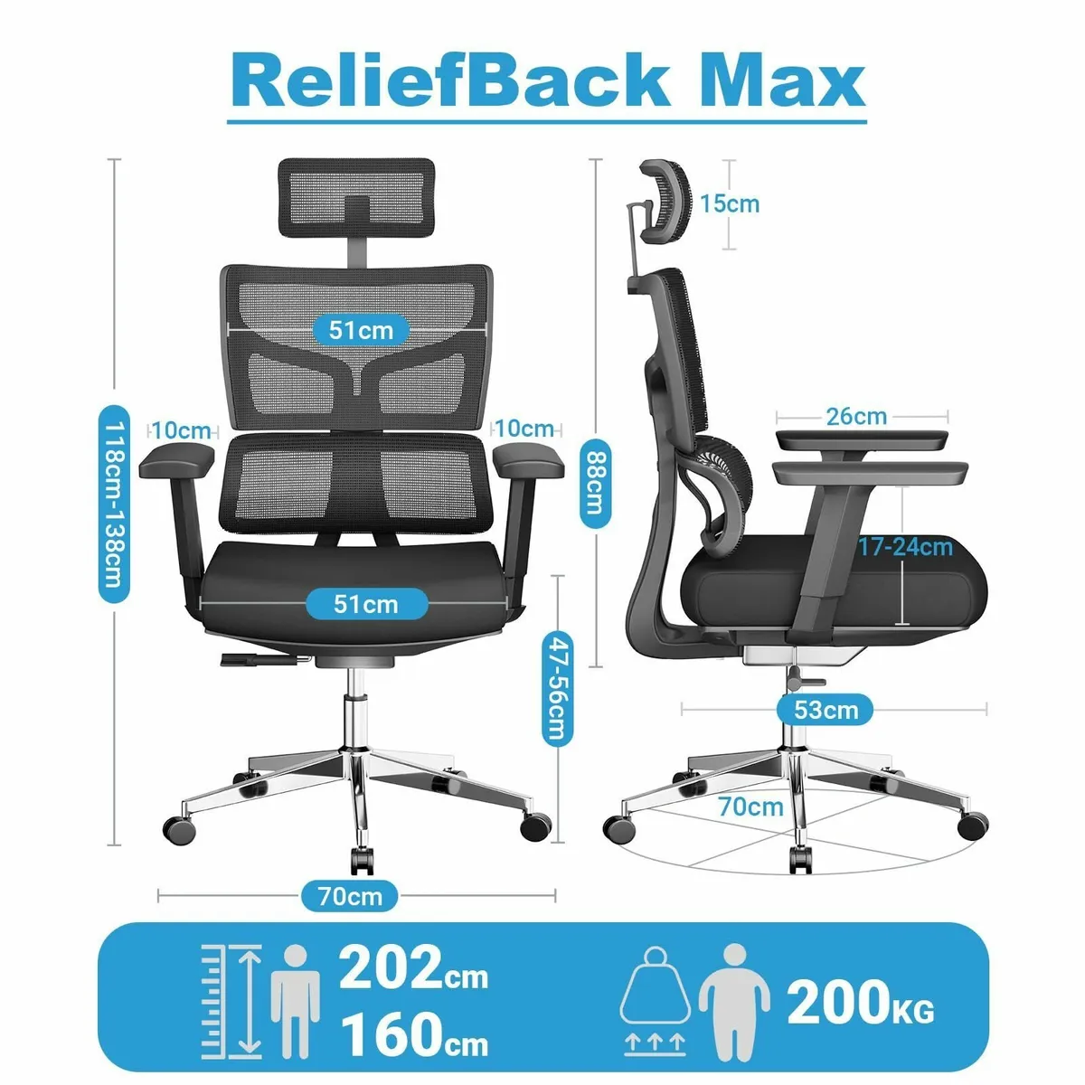 XL ReliefBack Max Ergonomic Office Chair Foundatio - Image 3