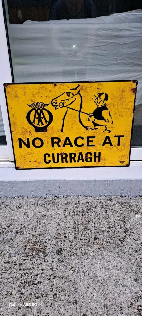 Large  no race at curragh metal sign - Image 1