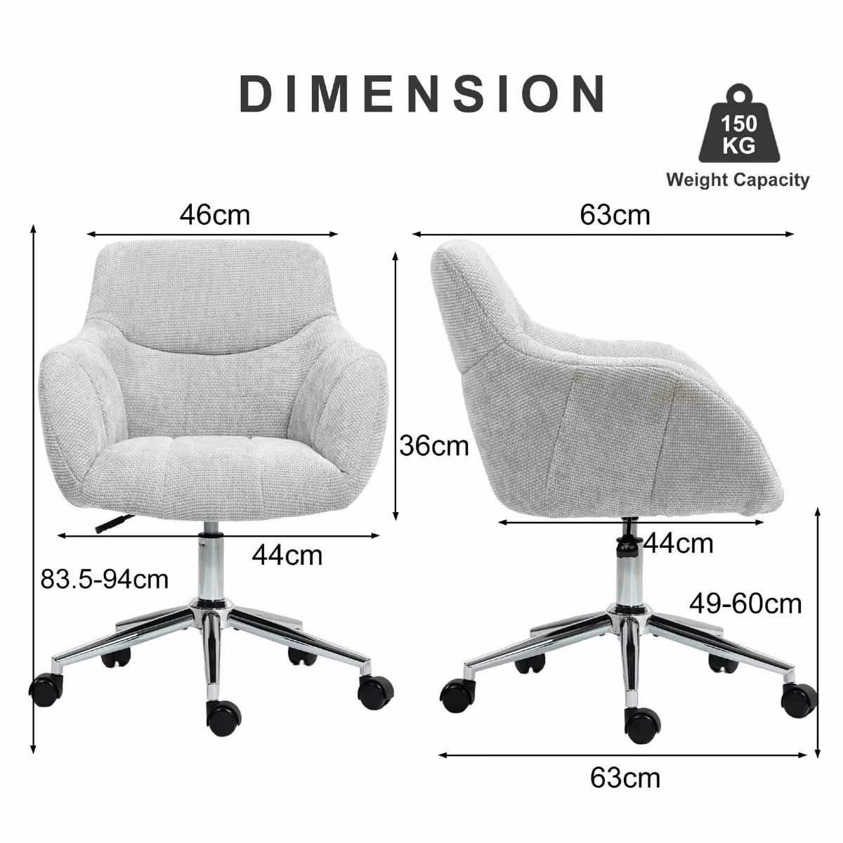 Upholstered Home Office Desk Chairs with Adjustabl - Image 2