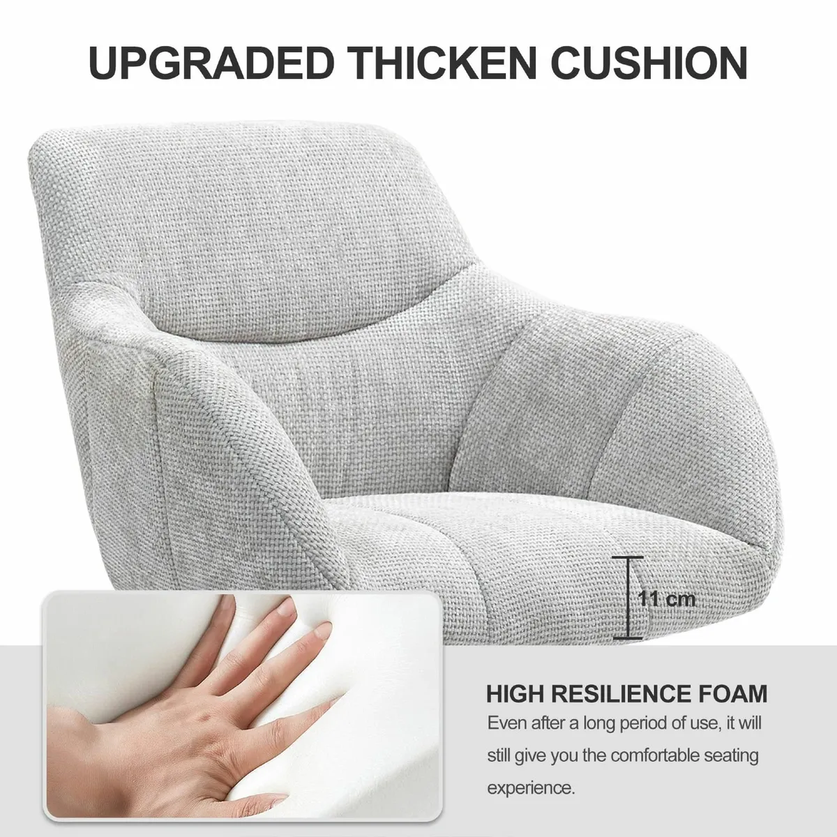 Upholstered Home Office Desk Chairs with Adjustabl - Image 3