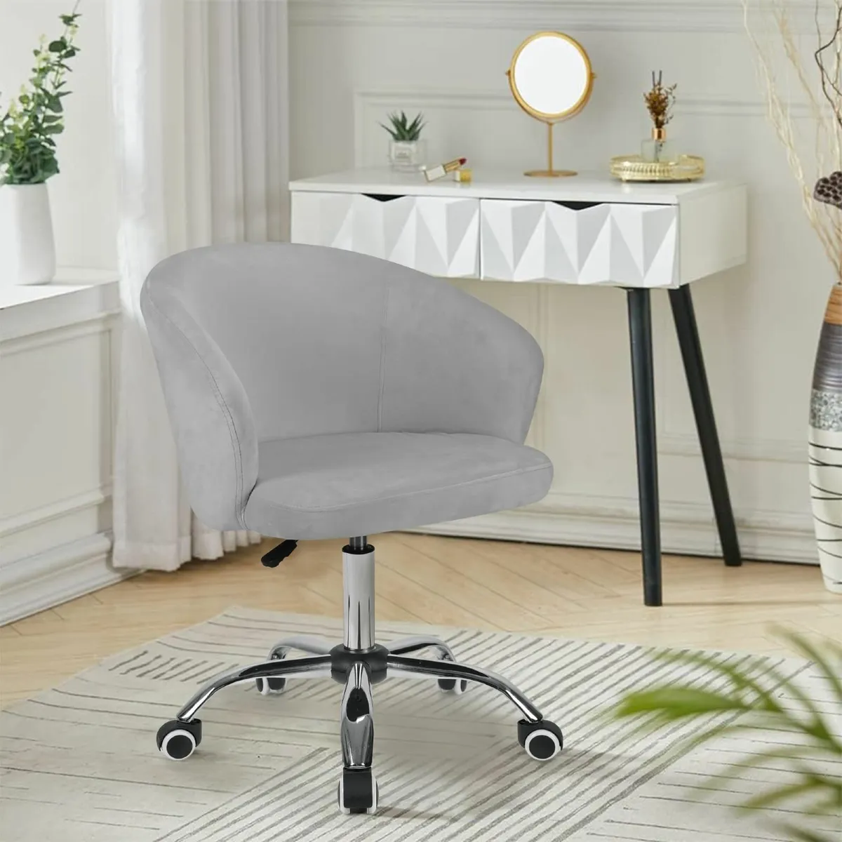 .Velvet office and makeup chair swivel rolling - Image 2