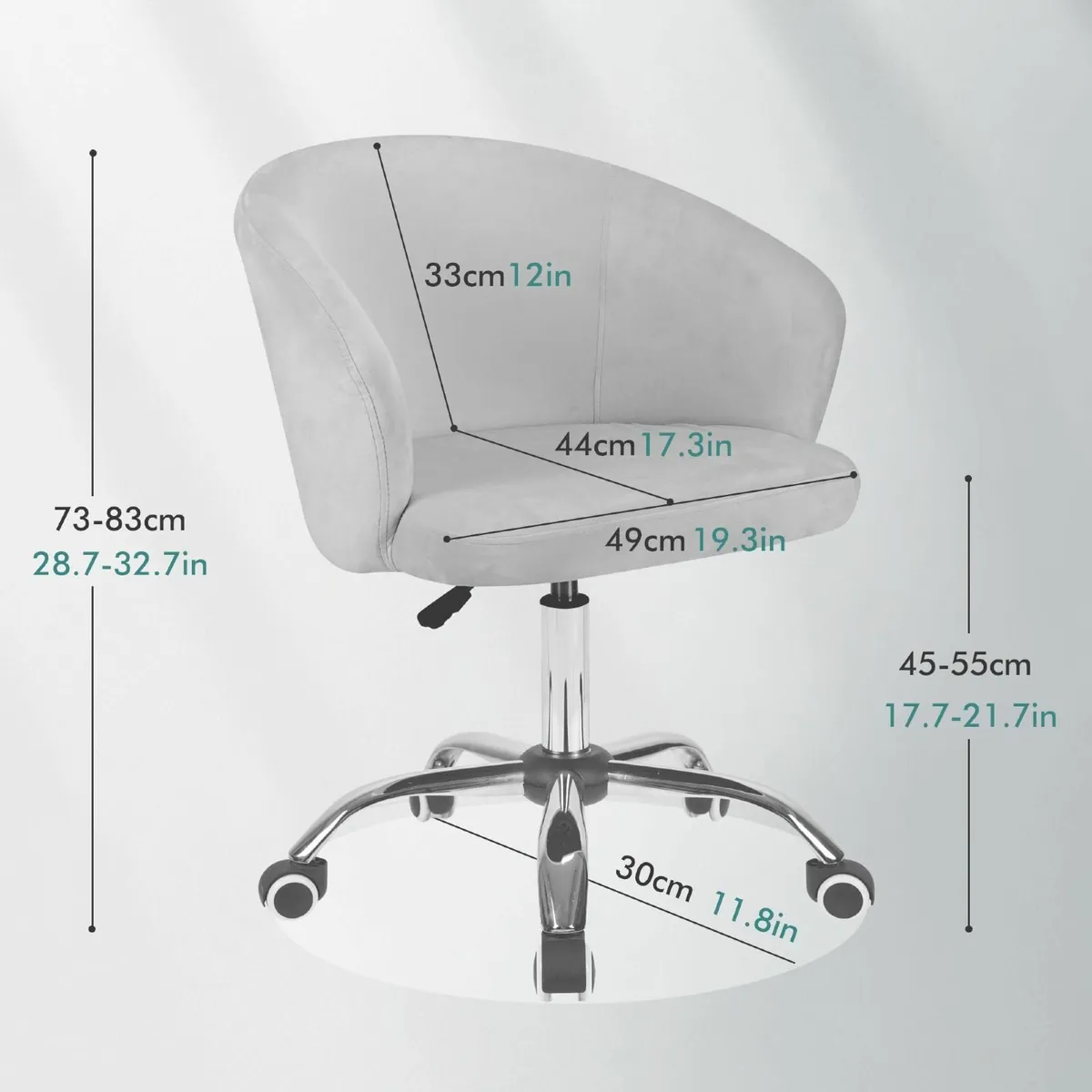 .Velvet office and makeup chair swivel rolling - Image 3