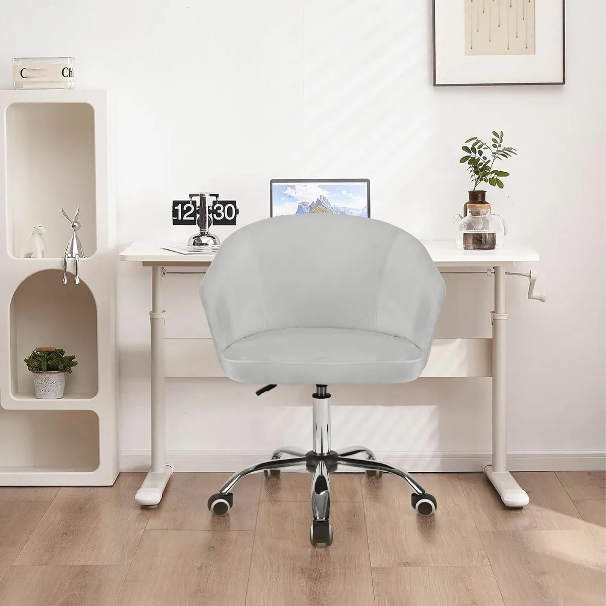 .Velvet office and makeup chair swivel rolling - Image 4