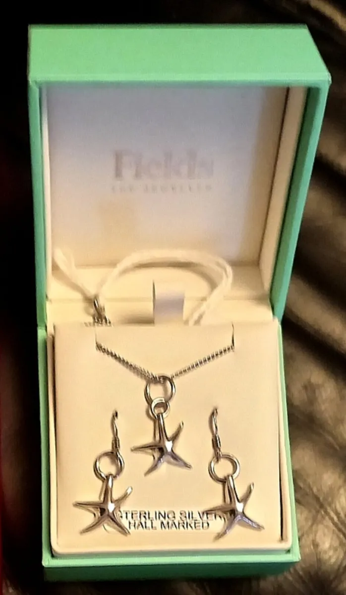 Sterling Silver Starfish Pendant and Earrings