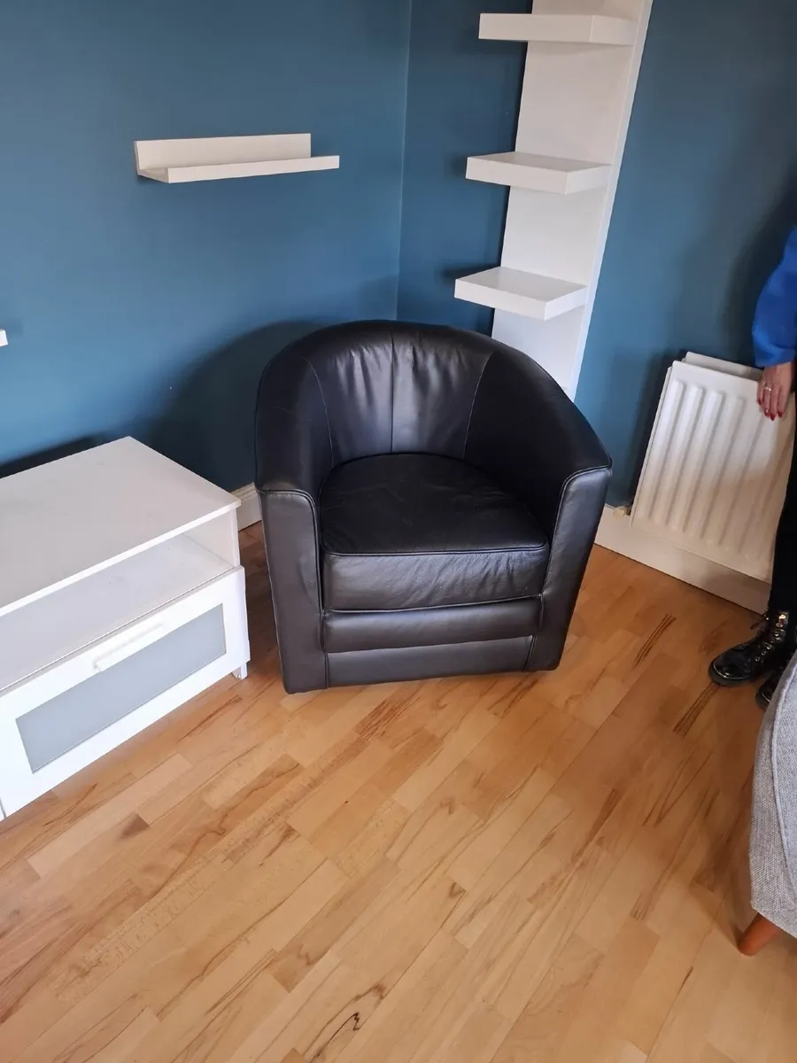 Black leather armchair