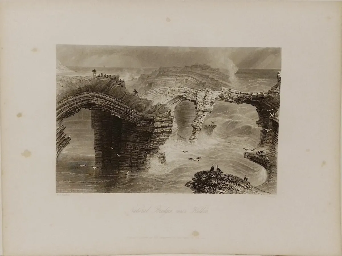 Natural Bridges near Kilkee 1841 Antique Print - Image 1