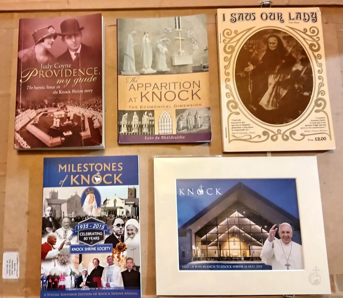 Four Knock Shrine Books and Pope Francis Print