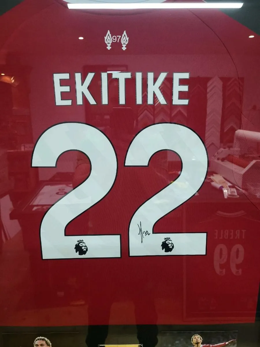Hugo Ekitike Framed Signed Liverpool Shirts - Image 4