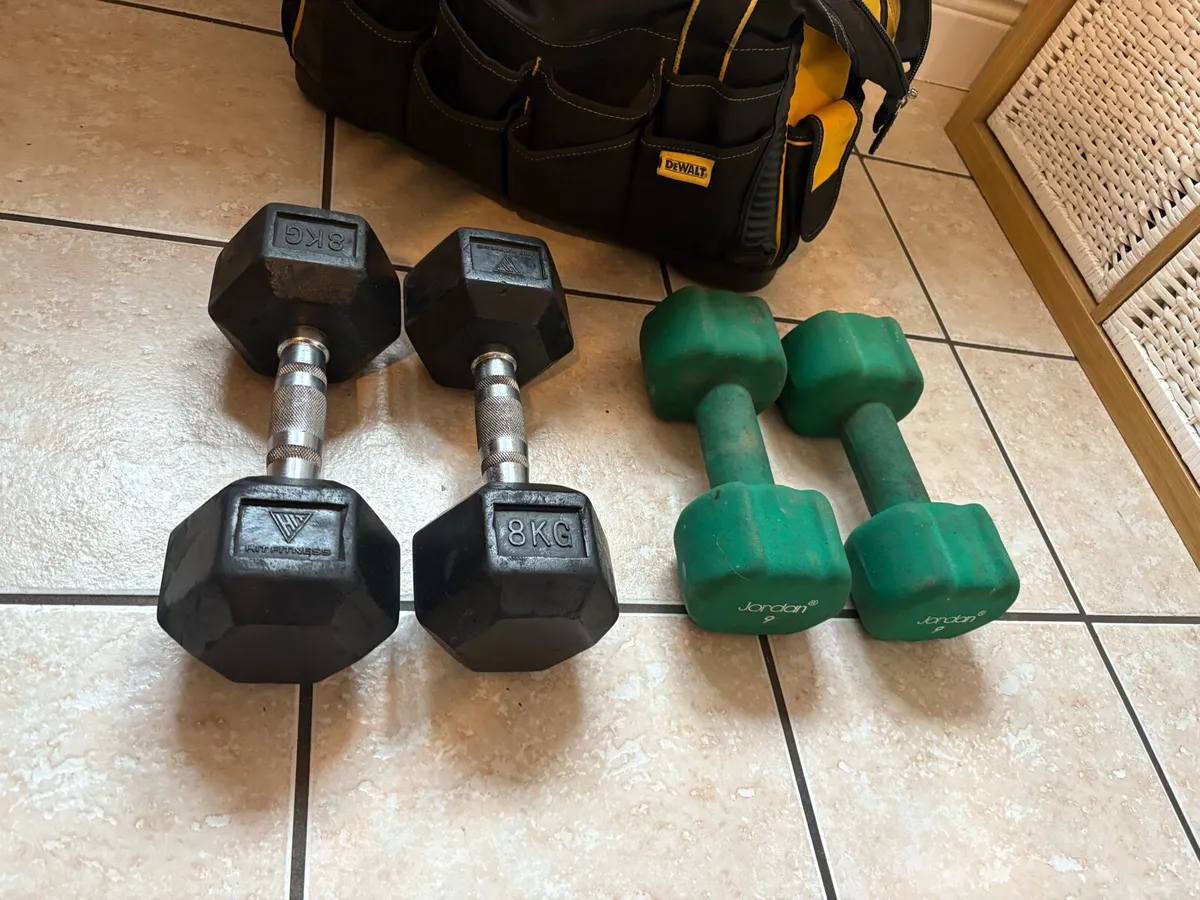 HEX DUMBBELLS. 2 X 8KG + 2 X 9KG. CHEAP!!!! - Image 1