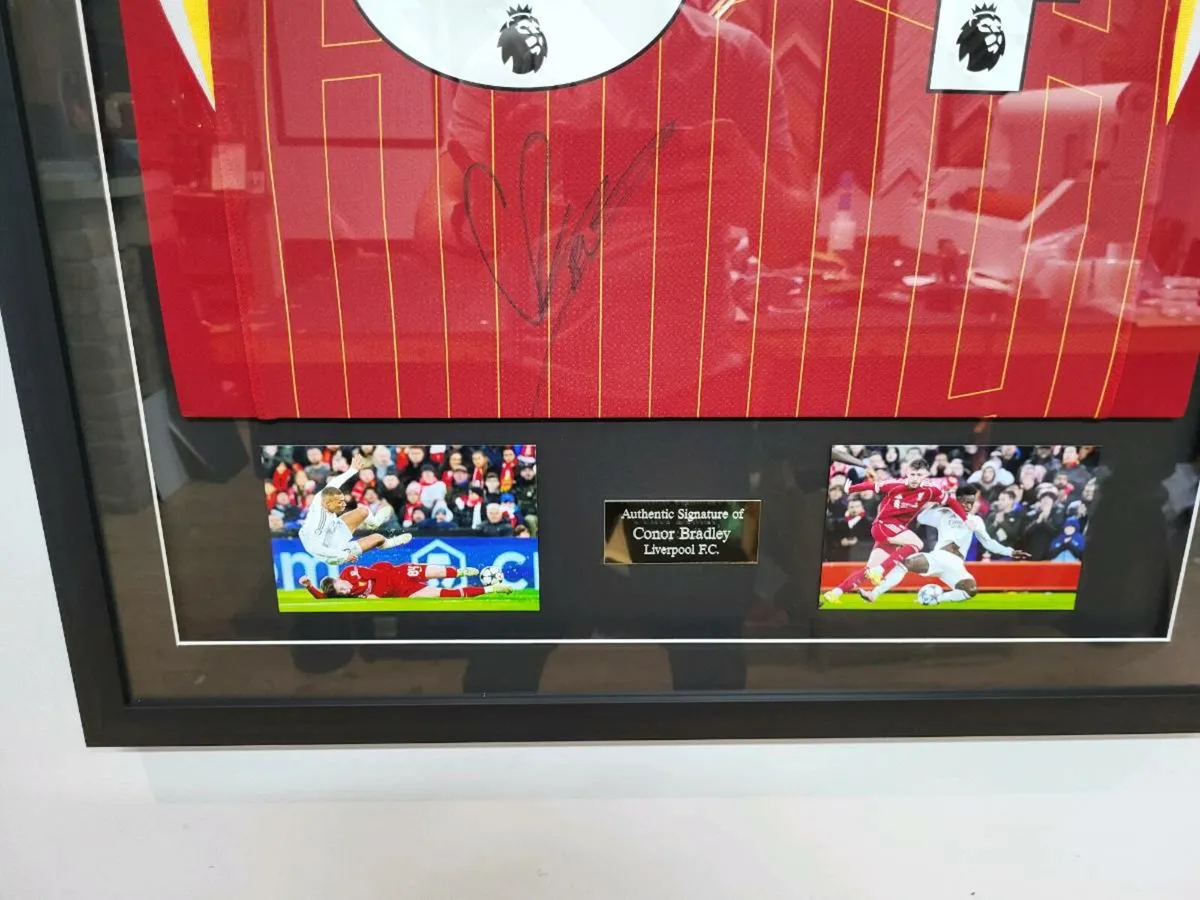 Conor Bradley Framed Signed Liverpool Shirt - Image 3