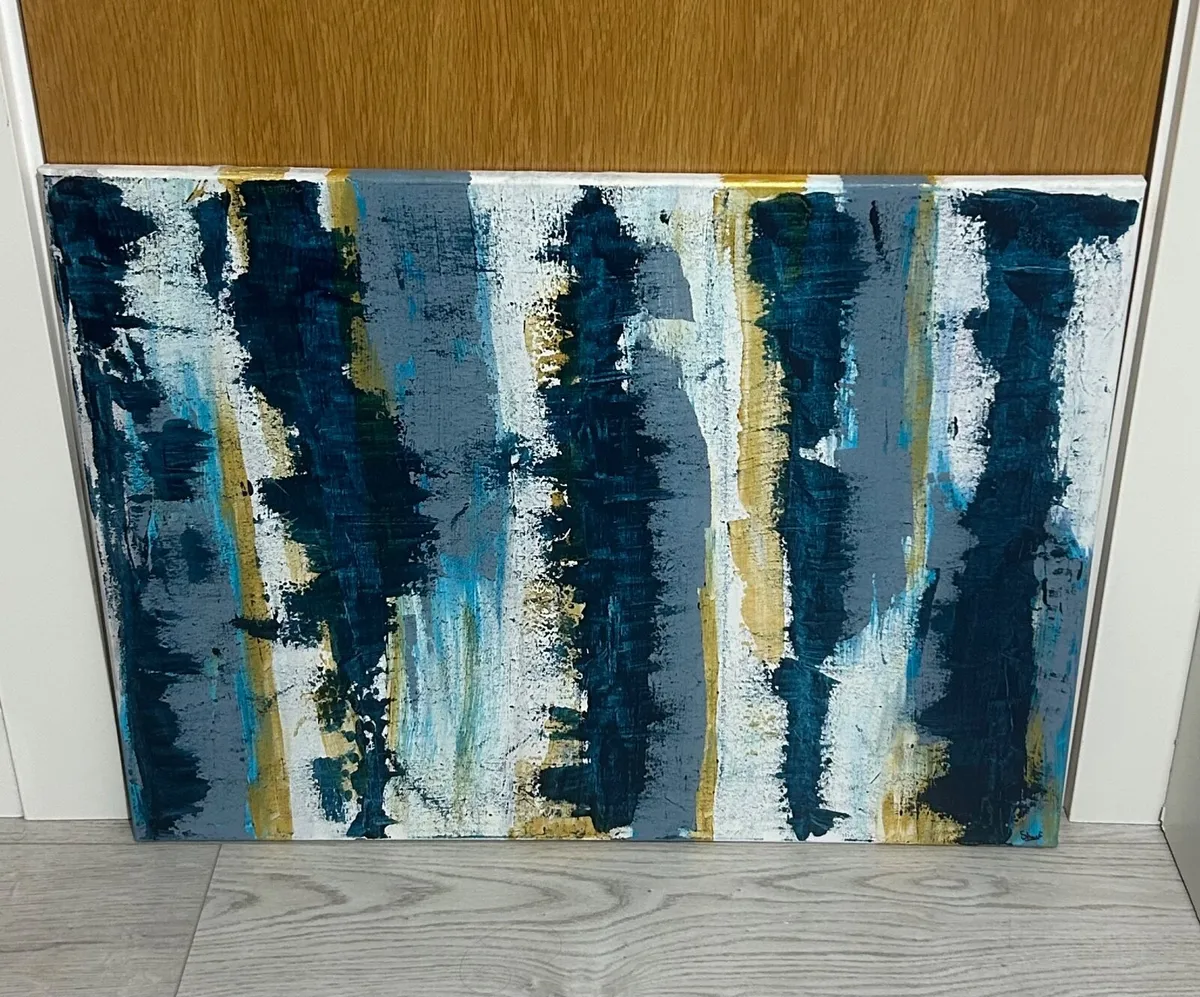 Large blue abstract painting - Image 1