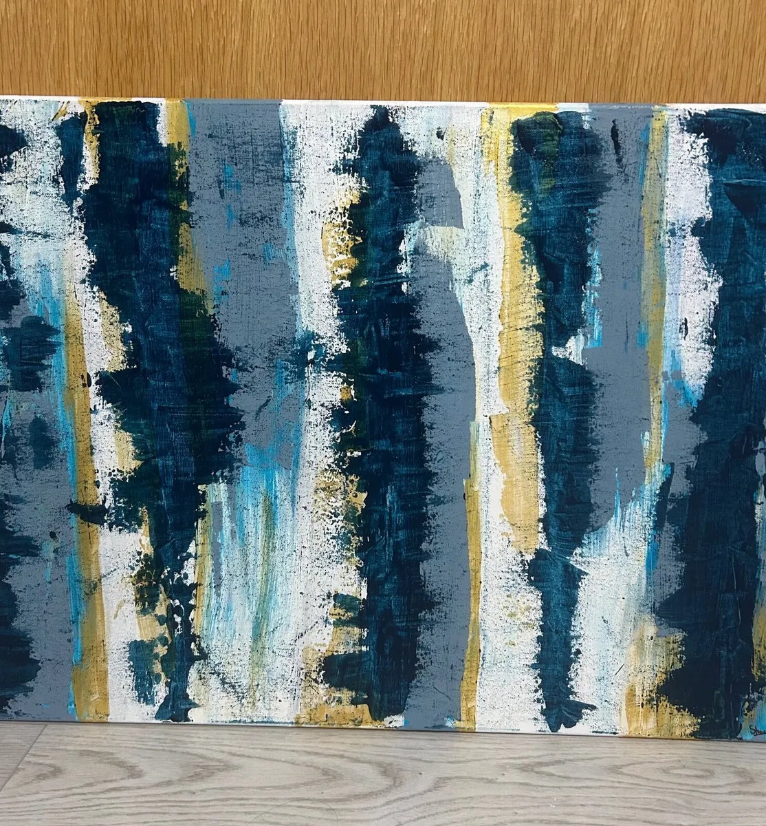 Large blue abstract painting - Image 3