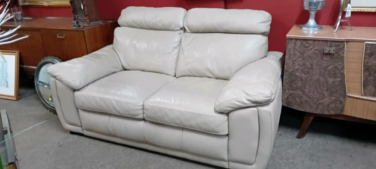 Quality Real Leather Two Seat Sofa - Image 1