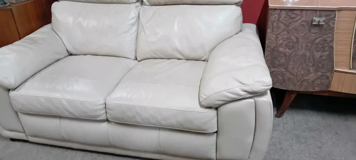 Quality Real Leather Two Seat Sofa - Image 2