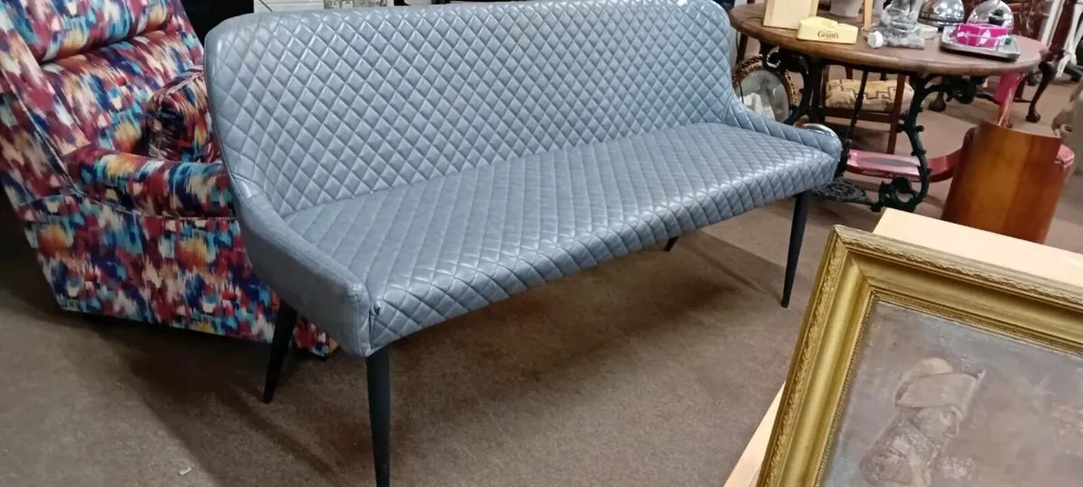 Modern Grey Leatherette Bench Seat - Image 1