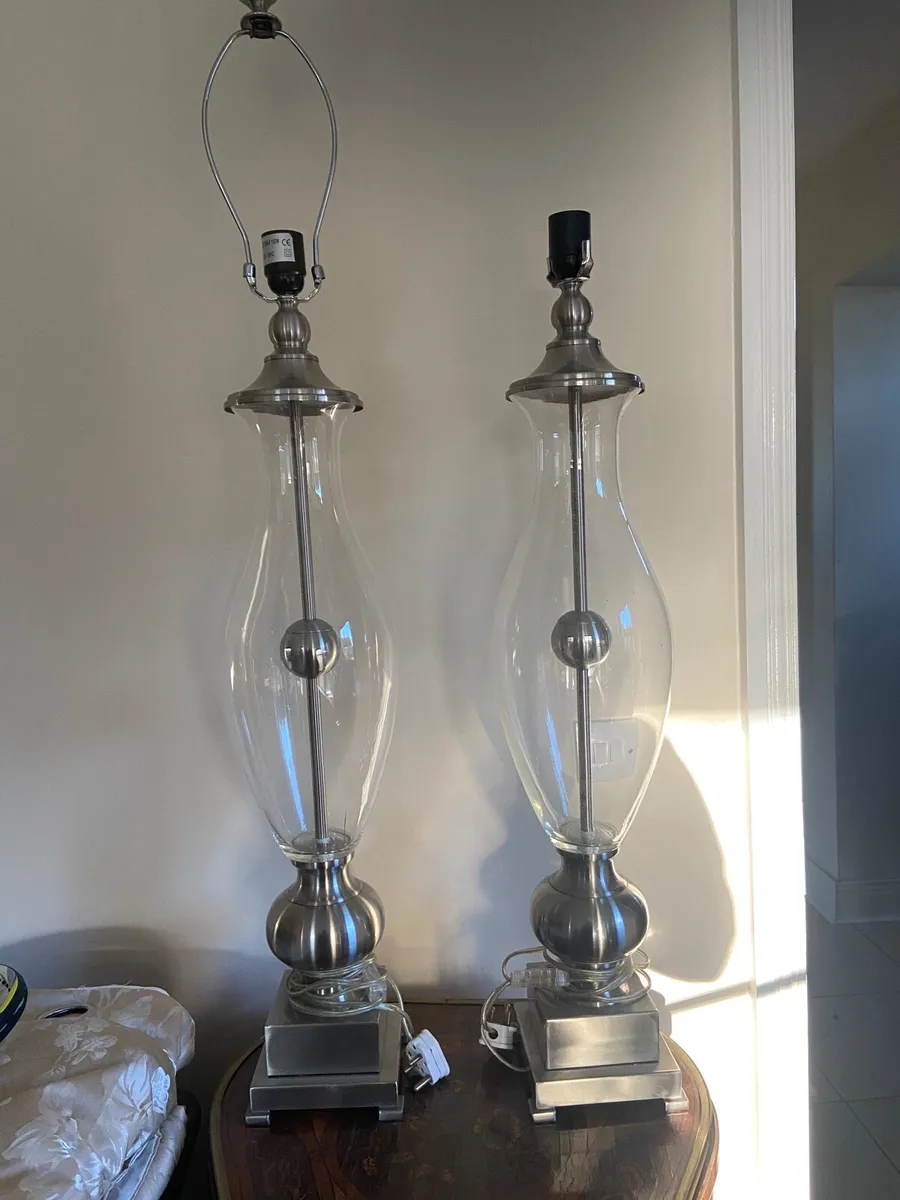Vintage French clear crystal tall lamps - Image 2