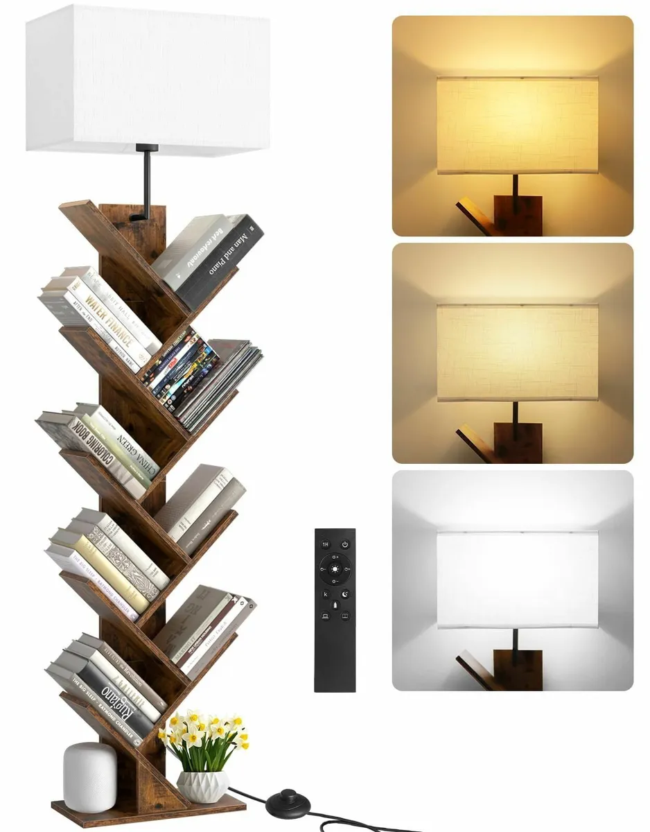 9 Tier Tree Bookshelf with Light Remote Dimmable - Image 1