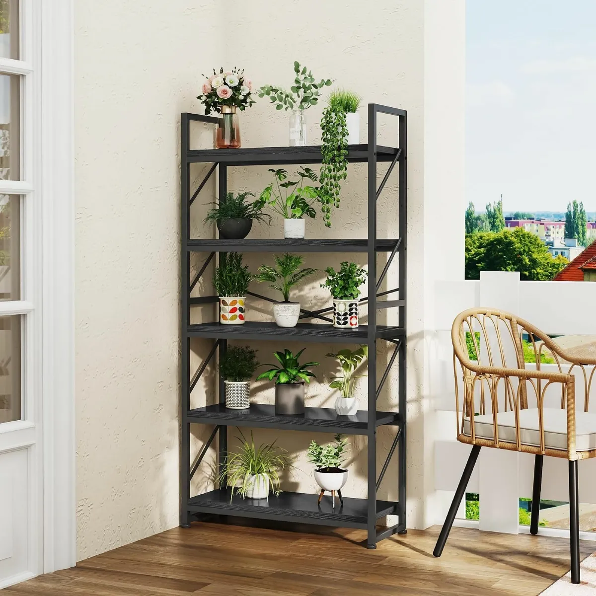 Bookcase 5 Tiers Industrial Book Shelf Large - Image 3