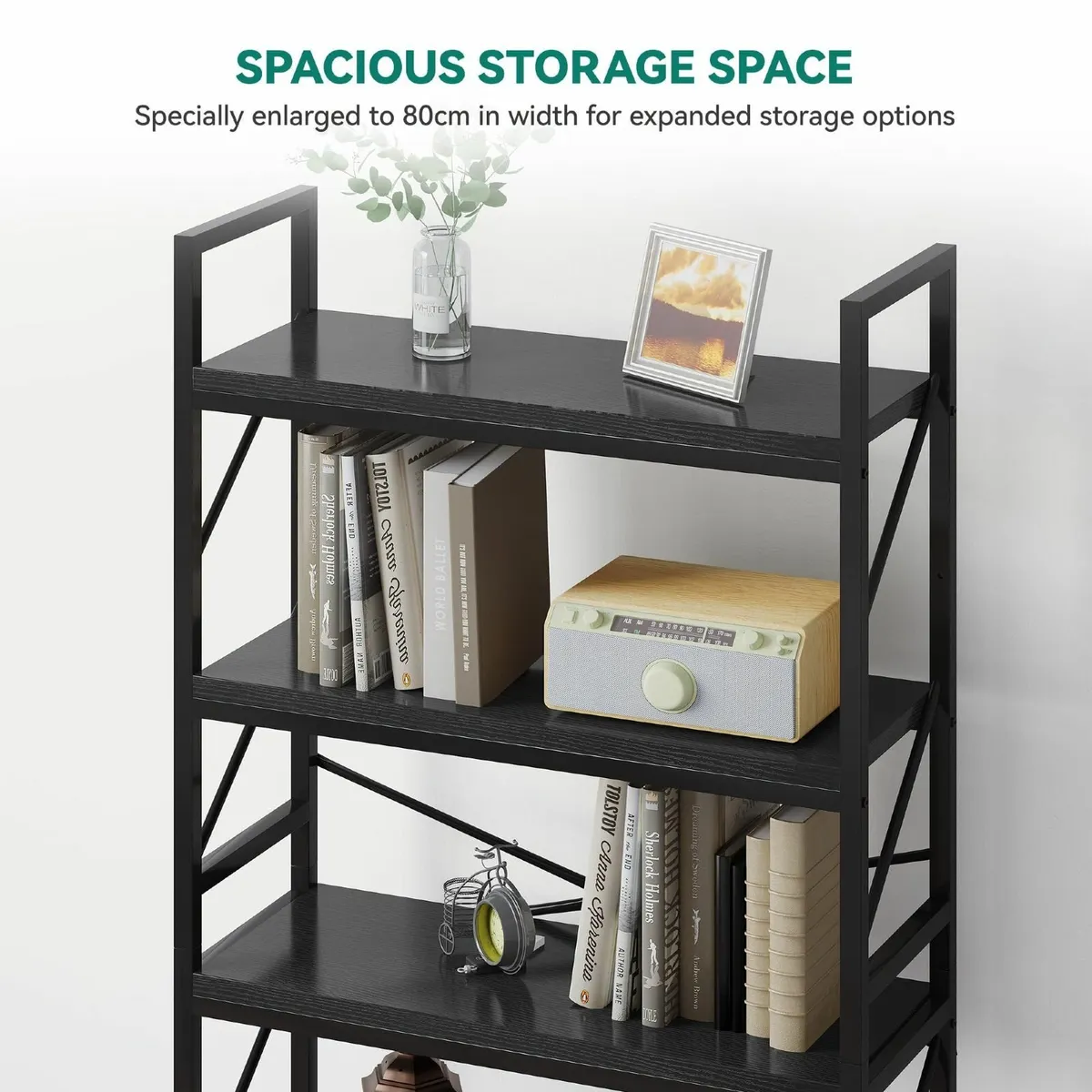 Bookcase 5 Tiers Industrial Book Shelf Large - Image 4