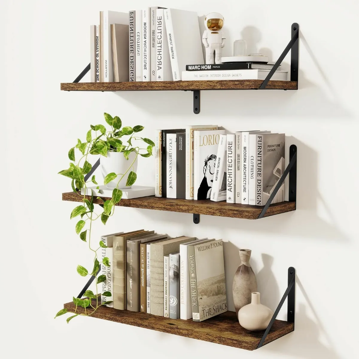 Floating Shelves Wall Book Shelf with Brackets 60 - Image 1