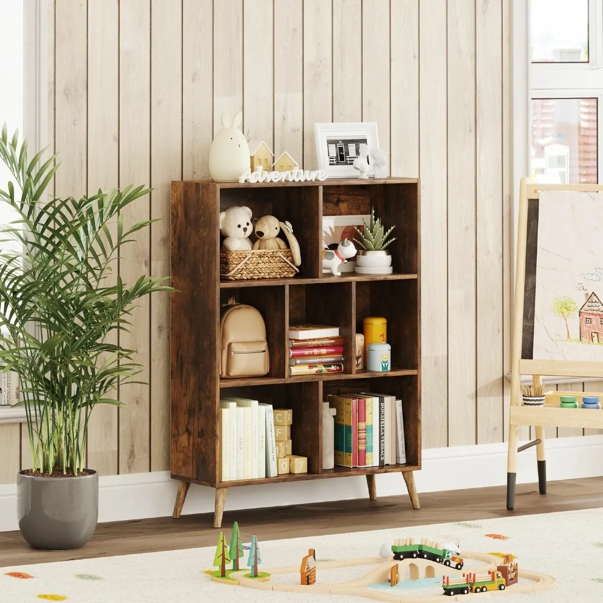 7 Cube Bookshelf 3 Tier Modern White Bookcase - Image 3