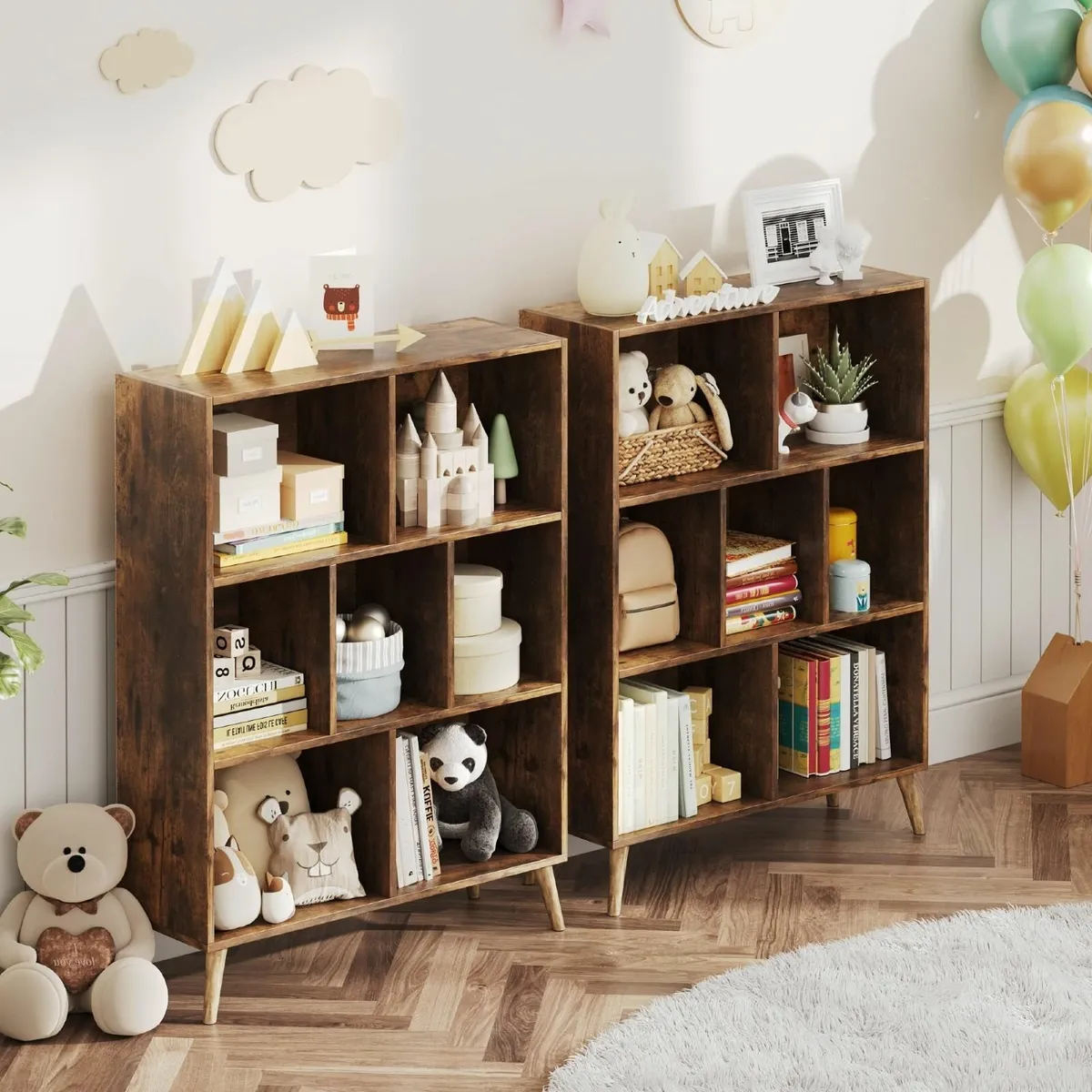 7 Cube Bookshelf 3 Tier Modern White Bookcase - Image 4