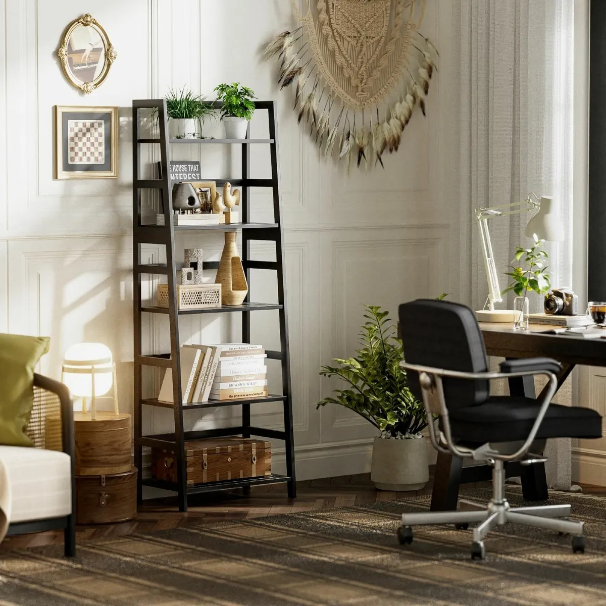 Ladder Shelf 5-Tier Bookshelf All Bamboo Heavy - Image 3