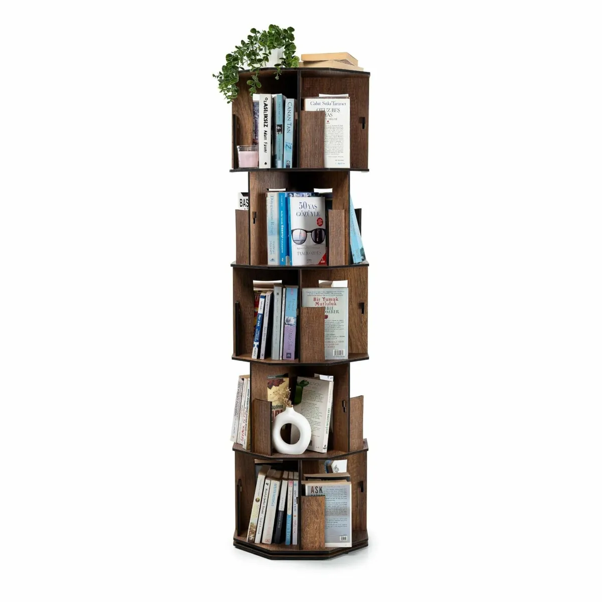 Rotating Corner Bookshelf 5-Tier Space-Saving - Image 1