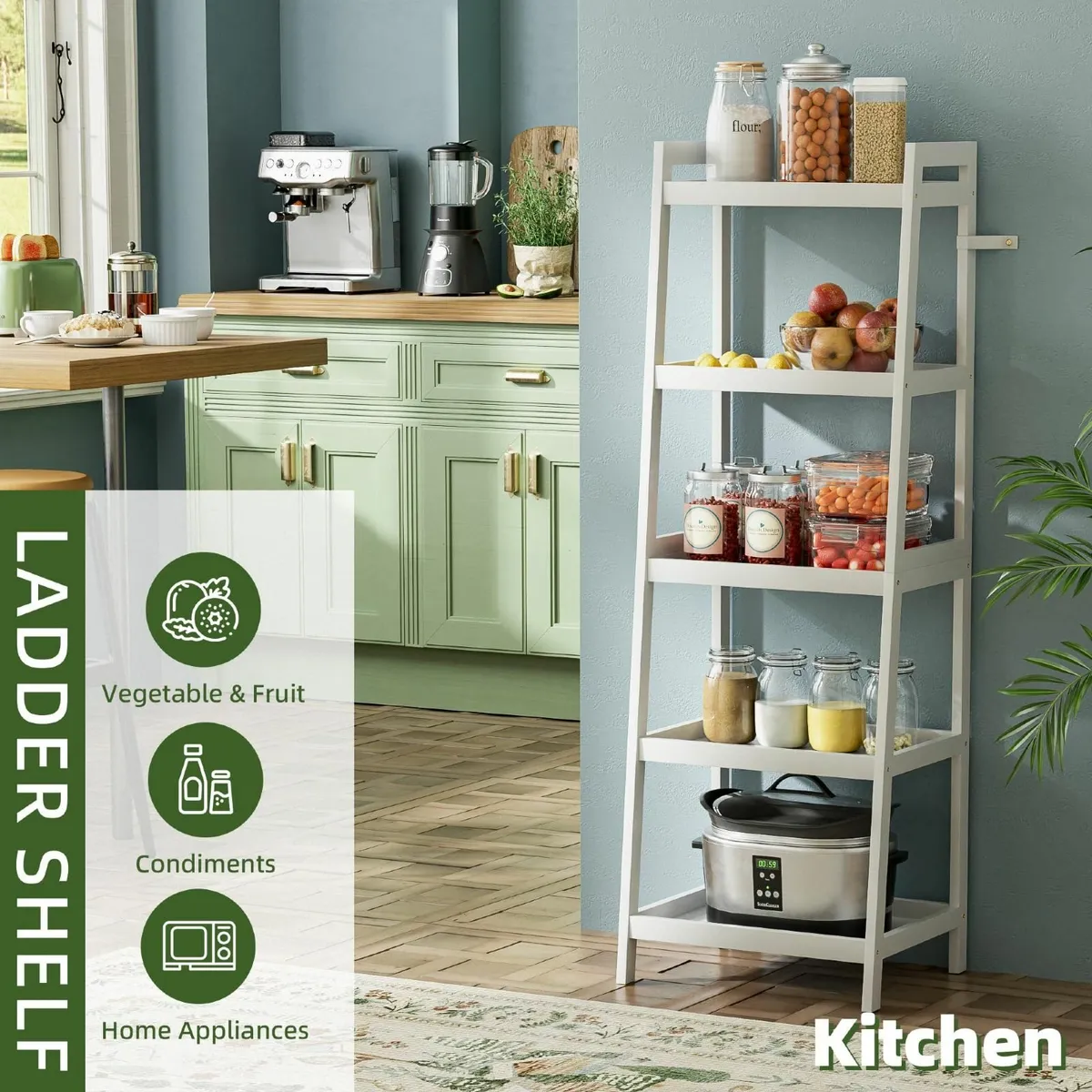 Bookshelf 5 Tier Ladder Bookcase with Bamboo - Image 4