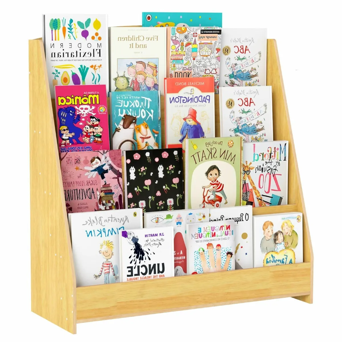 Kid Bookshelf 4 Tier Kids Bookcase Wooden - Image 1