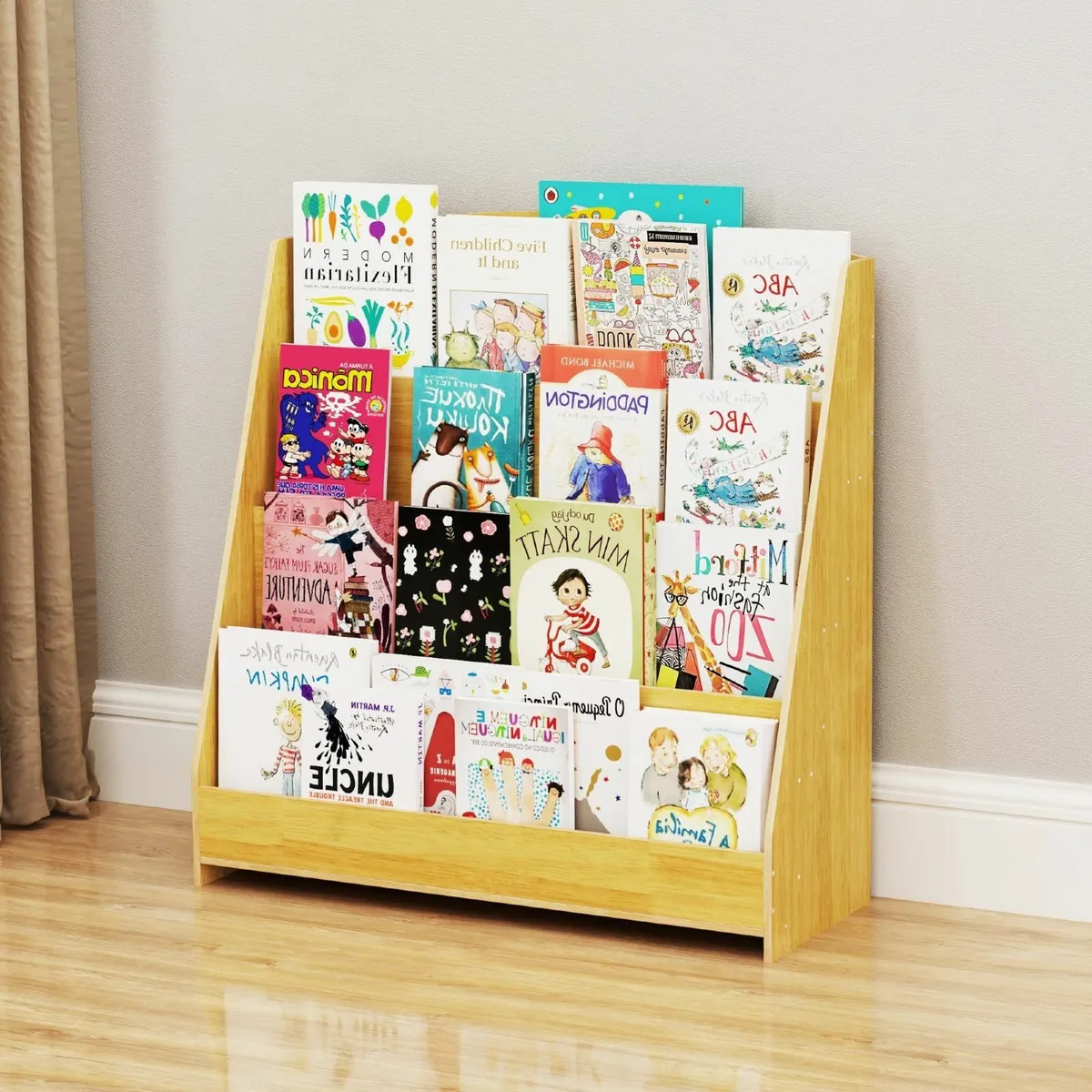 Kid Bookshelf 4 Tier Kids Bookcase Wooden - Image 2