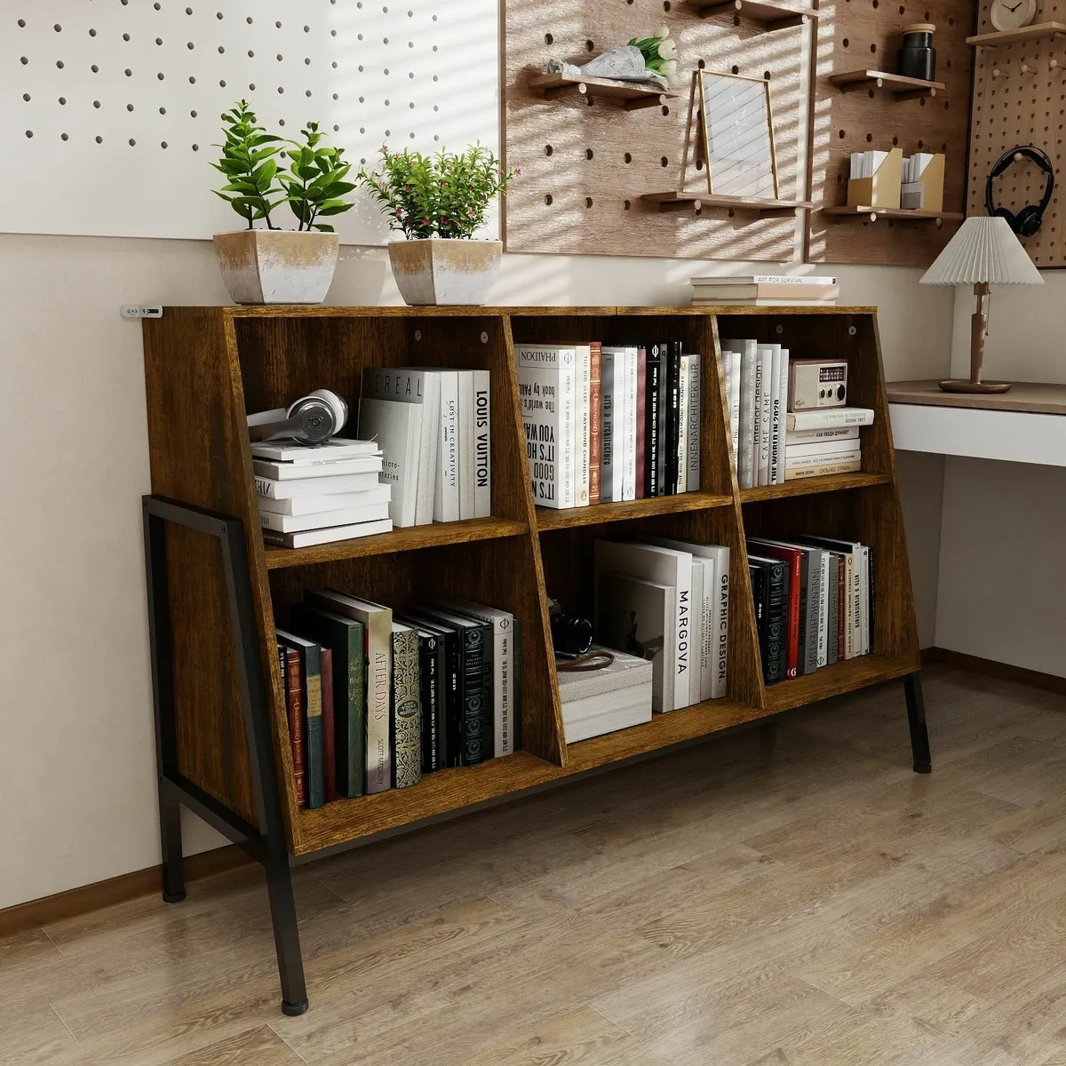 Bookcase Wooden Standing Open Bookshelf with - Image 1