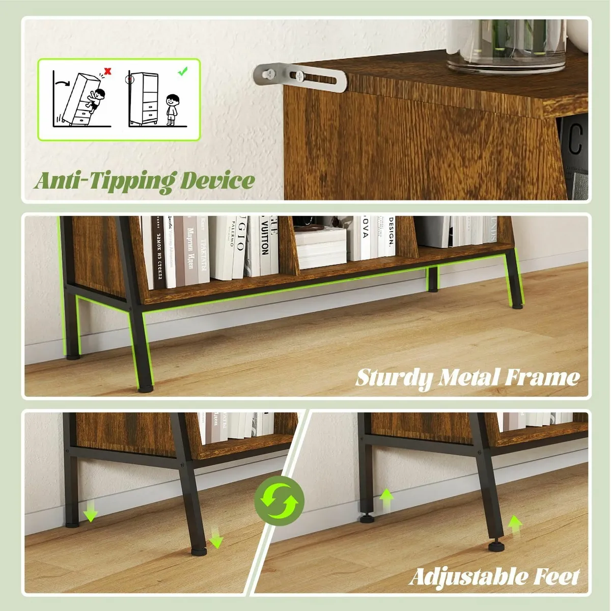 Bookcase Wooden Standing Open Bookshelf with - Image 2