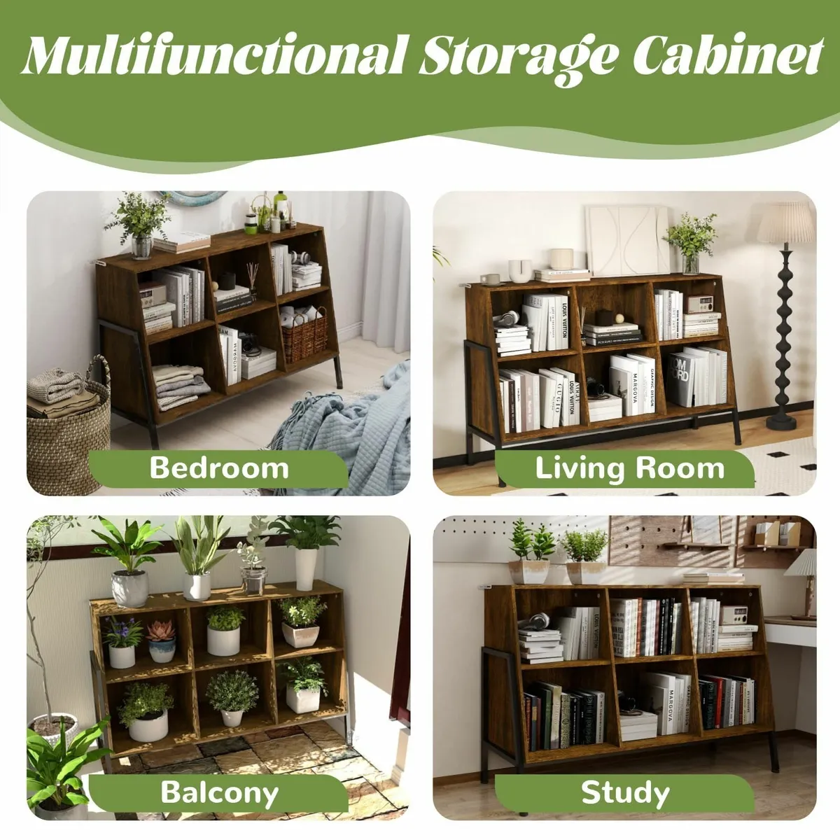 Bookcase Wooden Standing Open Bookshelf with - Image 3
