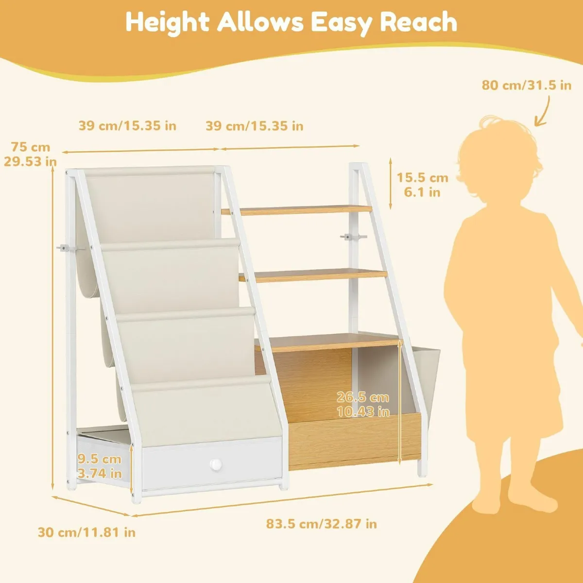 4-Tier Kids Bookshelf with Toy Storage Compact - Image 2